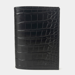 Кожаная обложка для паспорта, аллигатор черного цвета
