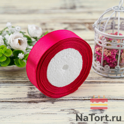 Лента атласная 25 мм (23 метра, цвет №130 Малиновый)