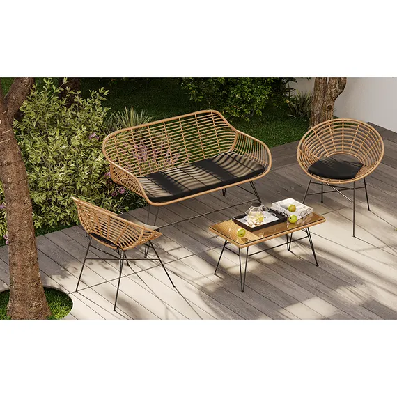 Кушетка Vetle Bent, 125х68 см, светлый ротанг