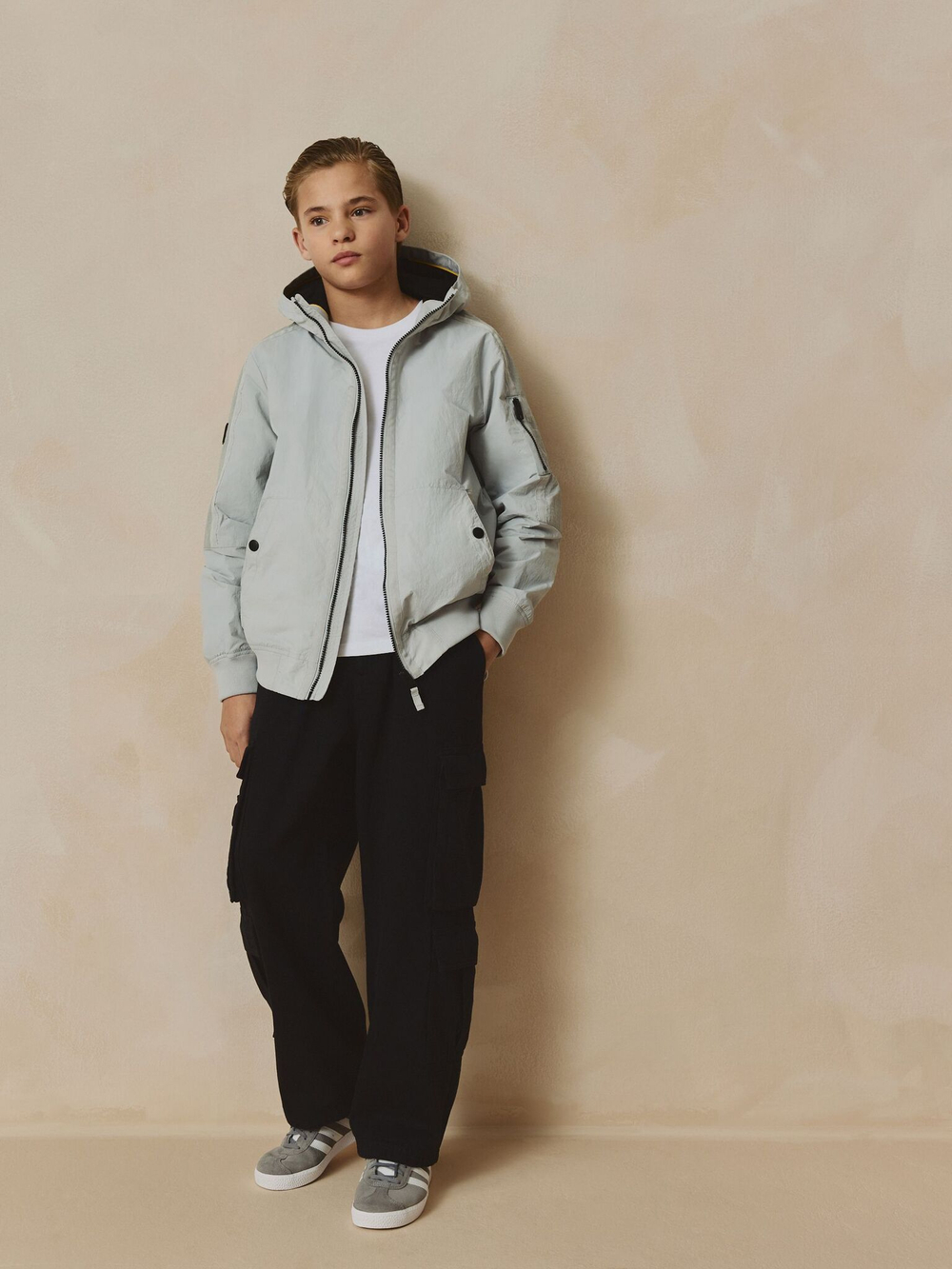 Куртка непромокаемая с капюшоном для мальчика Next E82-313, Серый