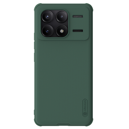 Чехол зеленого цвета (Deep Green) от Nillkin c встроенным круглым магнитом для Xiaomi Poco F6 Pro, серия Super Frosted Shield Pro Magnetic Case