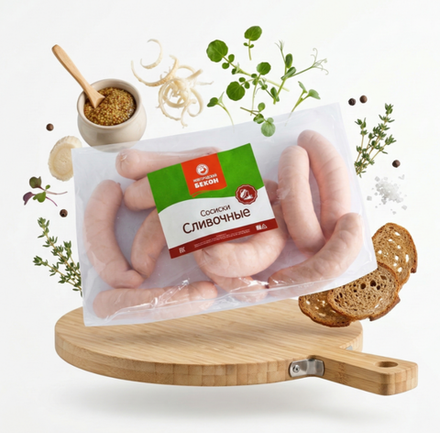 Сосиски Сливочные в нат/об, Новгородский Бекон