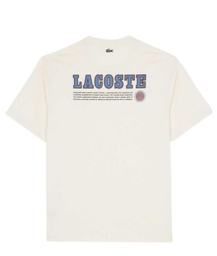 Мужская теннисная футболка Lacoste Multi Print Jersey - ecru white