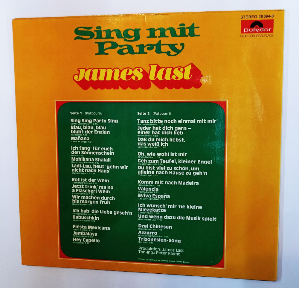 Винтажная виниловая пластинка LP James Last Sing Mit Party (Germany 1973)