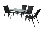 Набор мебели Garden Story Сан-Ремо (4 кресла кор.2+стол 120х70см, каркас черный, сиденья черные)