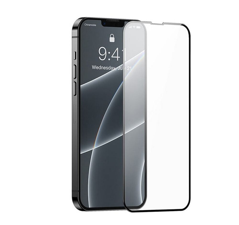 Защитное стекло iPhone 13/13 Pro/14 (черный) 9D тех.упаковка