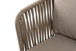 "Мальорка" диван 3-местный плетеный из роупа, основание дуб, роуп серо-коричневый 23мм, ткань бежевая 15052