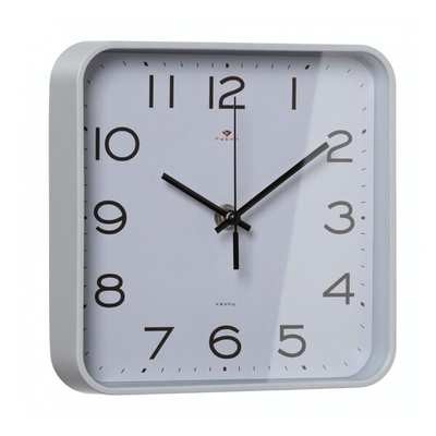 1918-007 Часы настенные квадрат 19х19см, корпус серый, "Классика"
