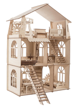 Кукольный домик, конструктор деревянный ХэппиДом "Коттедж с мебелью Premium"