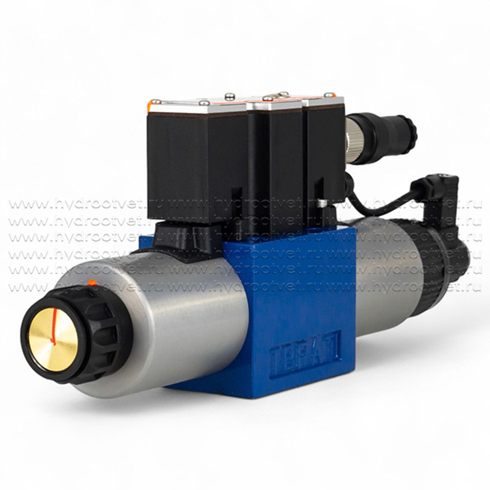 4WREE10E75-2X/G24K31/A1V - Пропорциональный распределитель с обратной связью по положению золотника со встроенным усилителем Ду10, A1 = ±10 В, номинальный расход 75 л/мин, схема E