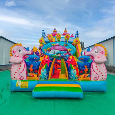 Коммерческий надувной батут «В гостях у дельфинов 3», 10*5*5 м