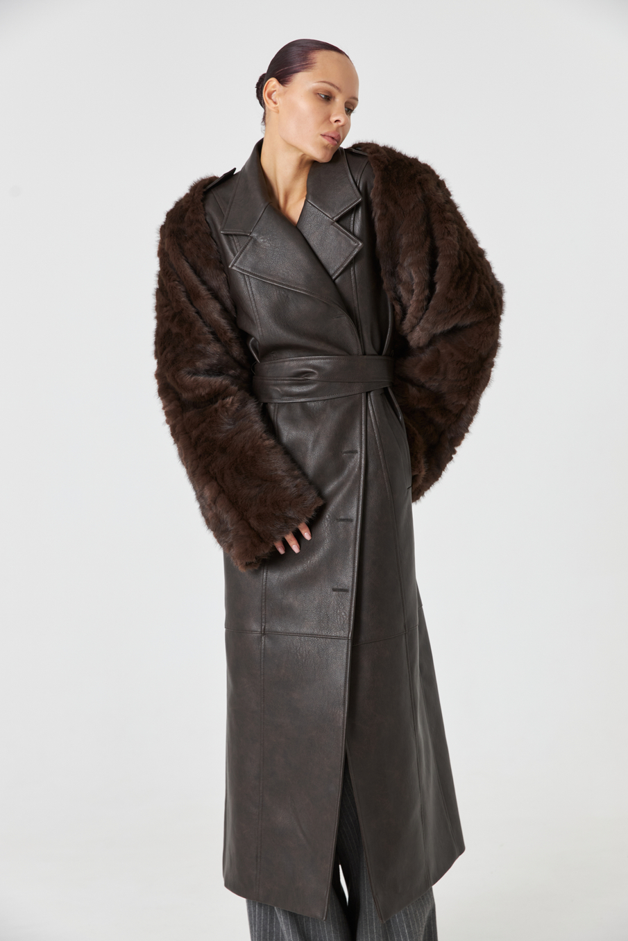 Тренч из эко-кожи "Brown"