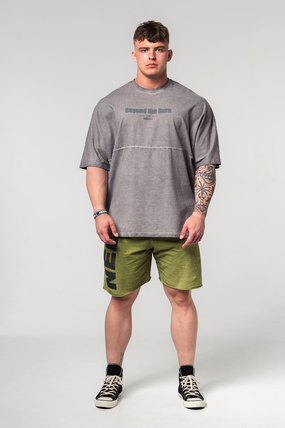 Шорты WASHED-OFF GYM SWEATSHORTS NO BS 367 Зеленые