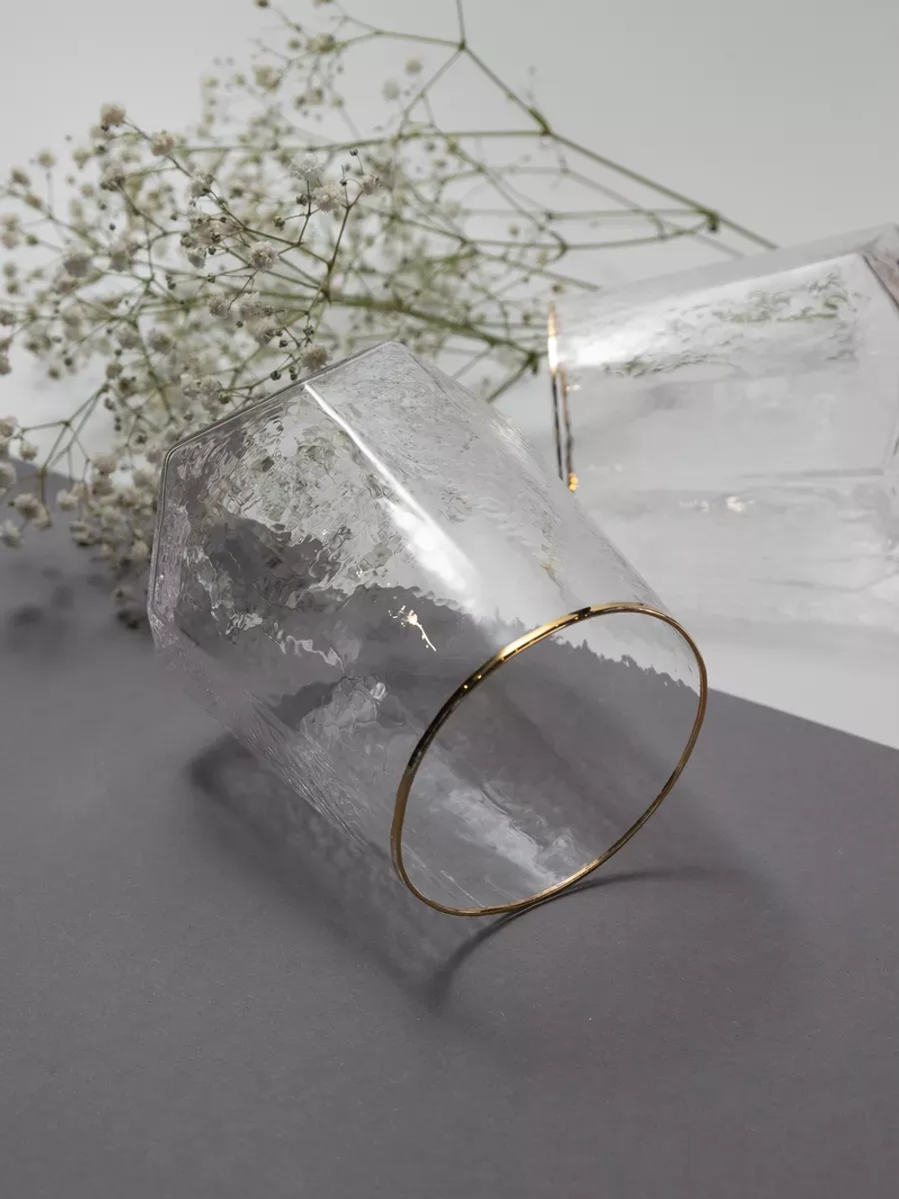 Набор шестигранных бокалов, 550мл, золотая кайма, 2 шт.