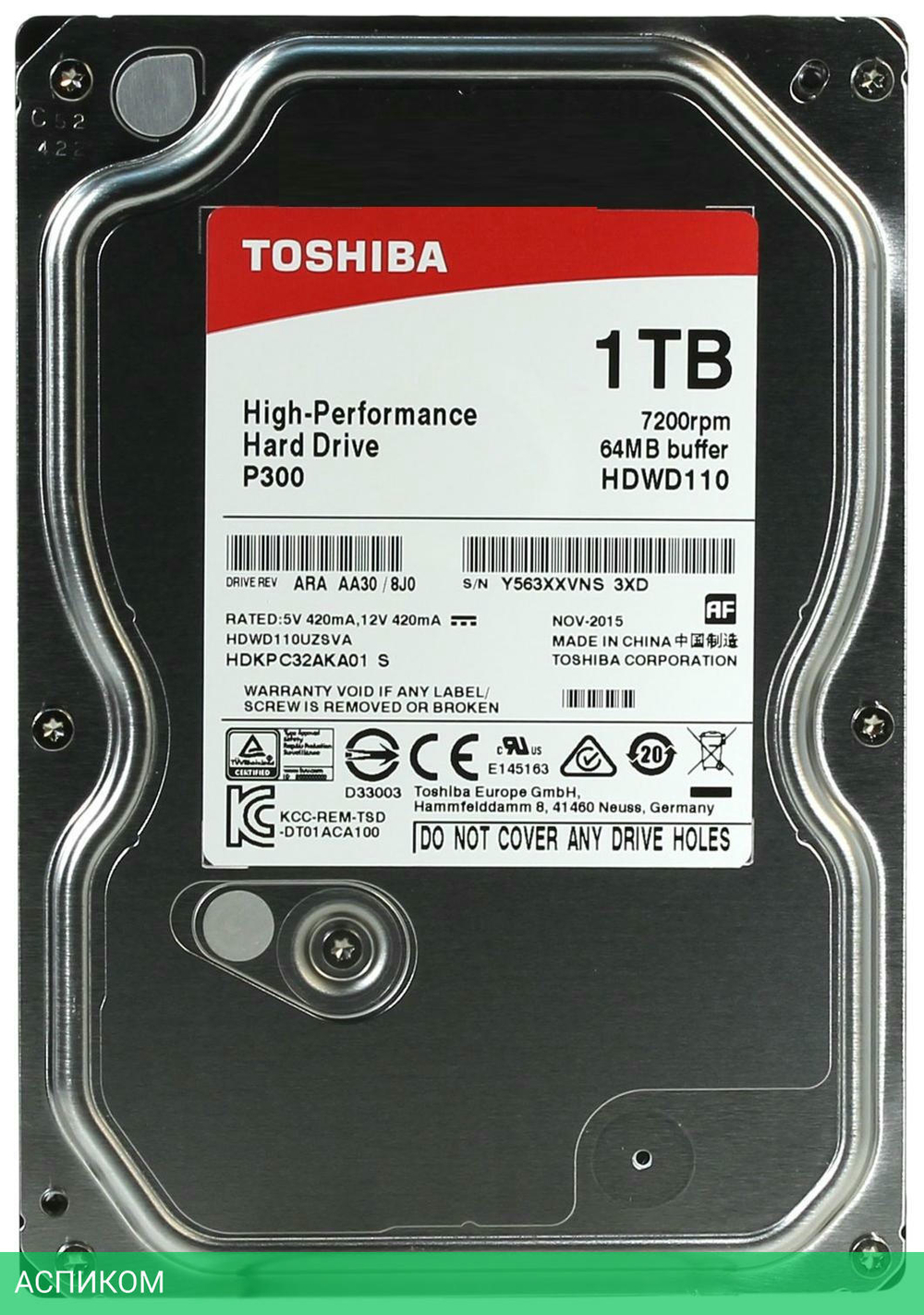 Жесткий диск Toshiba 1TB HDWD110UZSVA