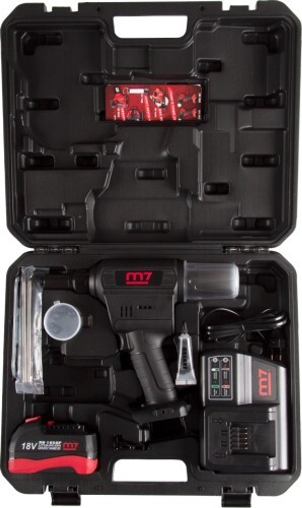 Клепальник MIGHTY SEVEN DR-102A1 аккумуляторный 2,4-6,4 мм, 18 В, 3 пр, кейс