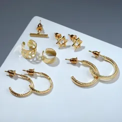 Серьги "Каффы" звезда, цвет золото, набор 9 шт