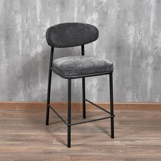 Стул полубарный Lucas 2 серый шенилл с чёрными ножками