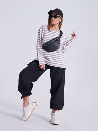 Женская и мужская кожаная сумка "Бананка" цвет черный!