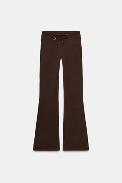 ZARA БРЮКИ-КЛЕШ ИЗ ИНТЕРЛОКА, КОРИЧНЕВЫЙ