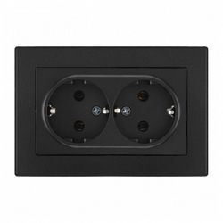 Розетка двойная с заземлением и со шторкой Arte Milano SET06-2 SET06-double-40-2 black