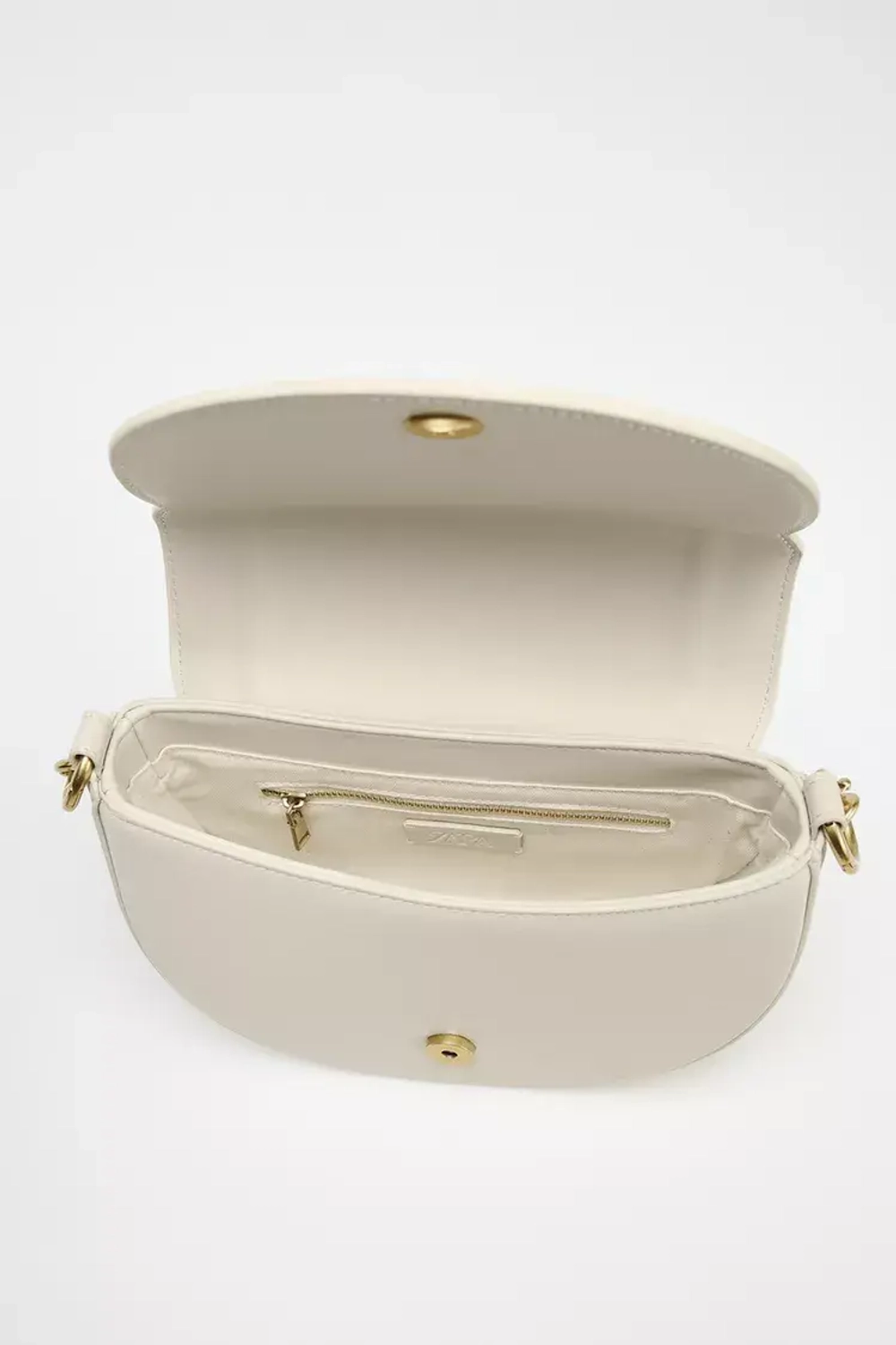 ZARA СУМКА ОВАЛЬНОЙ ФОРМЫ С ПЛЕЧЕВЫМ РЕМНЕМ, ЭКРЮ