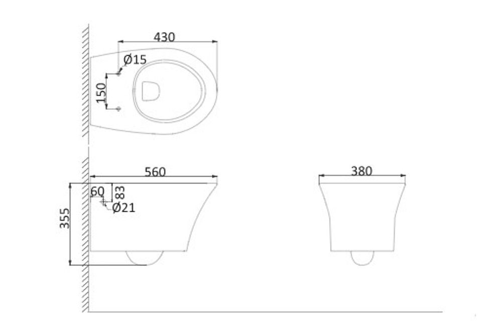 PA1100 Унитаз подвесной нано белый HDC357WH