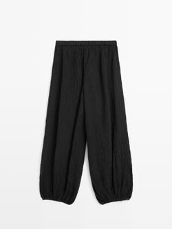 Massimo Dutti Льняные брюки-саруэль, черный