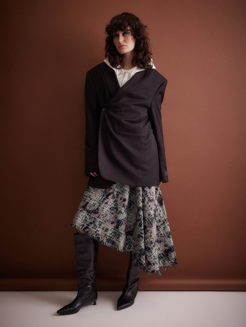 Юбка-килт Grunge, черно-зеленая