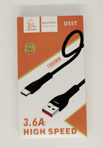 Кабель USB - TypeC DENMEN D55T 2.4A (черный) 1м