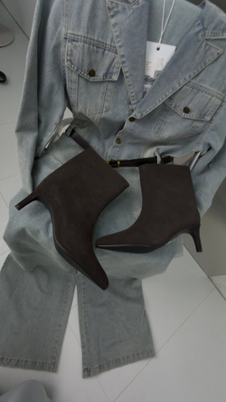 Ботильоны женские натуральная кожа артикул 8073-29 цвет "тёмно-коричневый"