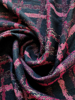 Костюмная принт клетка,черный, розовый, люрекс, хлопок, отрез 1,8м