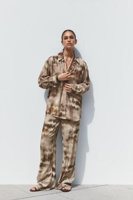 ZARA БРЮКИ С ЭФФЕКТОМ "ТАЙ-ДАЙ", РАЗНОЦВЕТНЫЙ