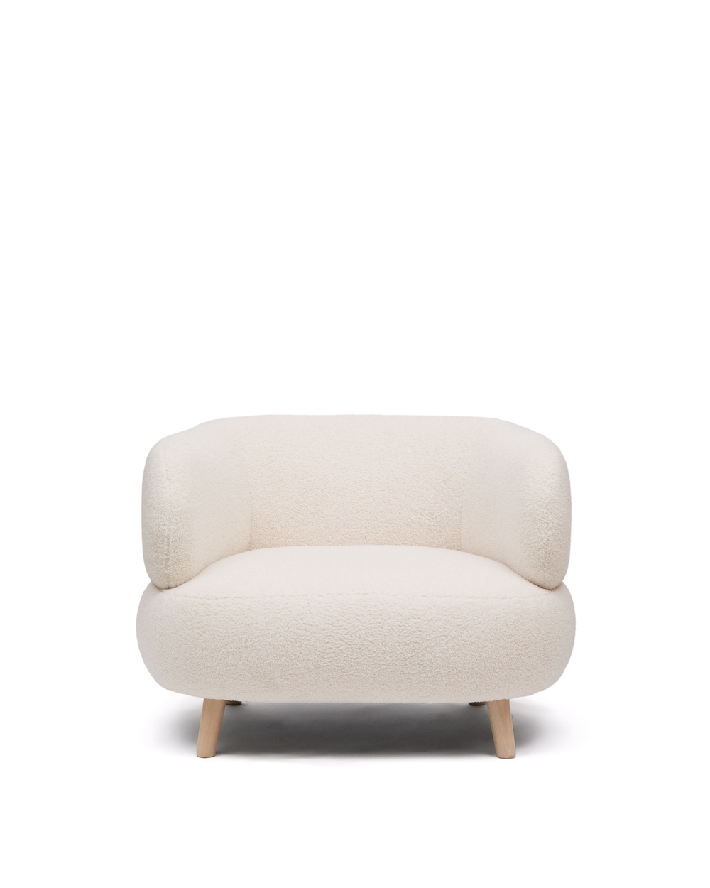 Кресло Luisa из экрю-букле с ножками из массива бука, 90 см