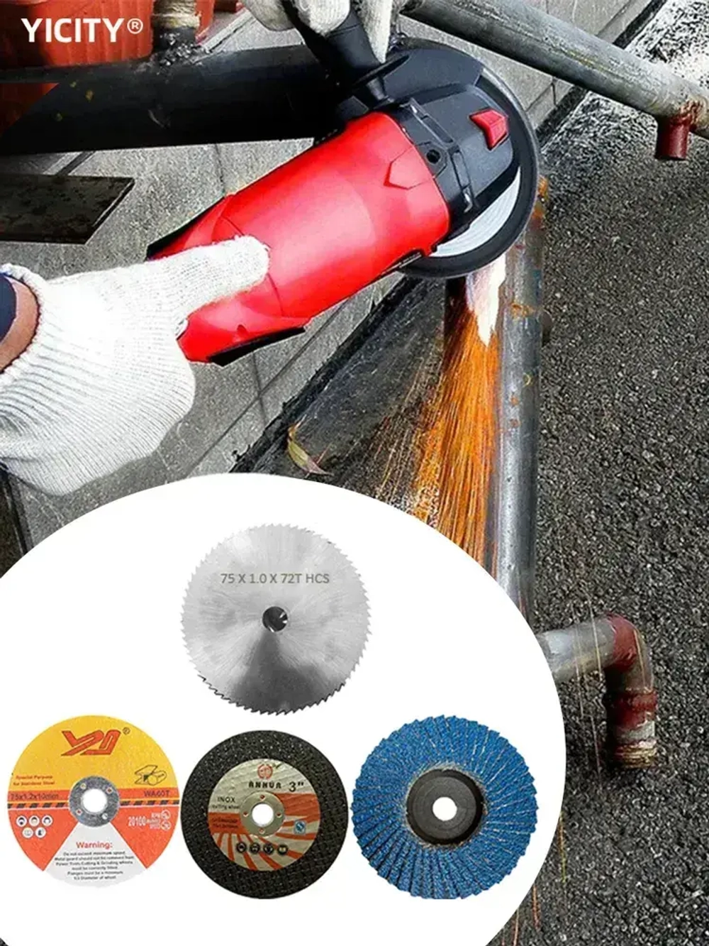 Круги набор для УШМ 75 x 10 мм, Диск шлифовальный, Круг отрезной ,12 шт / по металлу, дереву, пластику, камню/ пильный