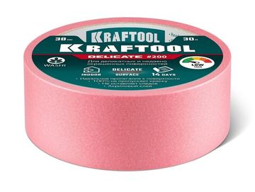 KRAFTOOL #200 Delicate 38 мм х 30 м, для деликатных и недавно окрашенных поверхностей, малярная лента (12102-38)