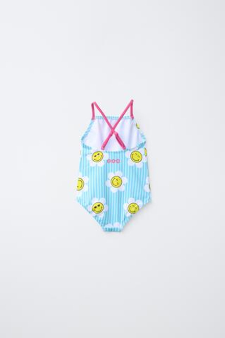 ZARA КУПАЛЬНИК В ПОЛОСКУ SMILEYWORLD ®, БИРЮЗОВЫЙ
