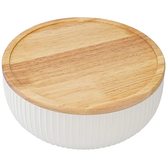 Салатник с бамбуковой крышкой soft ripples, dual glazing, D22 см