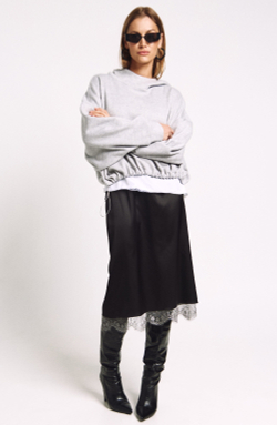 Юбка с кружевом 1248 черный / графит