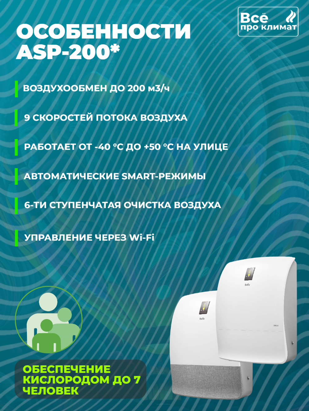 Бризер - очиститель воздуха приточный Ballu ASP-200SP