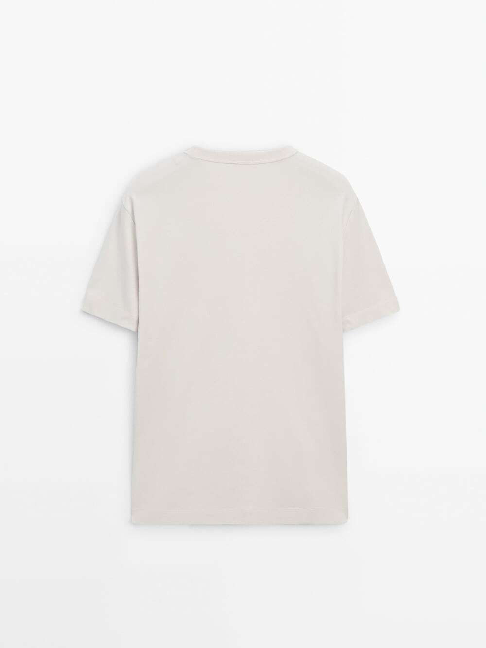 Massimo Dutti Хлопковая футболка с короткими рукавами, натуральный, кремовый