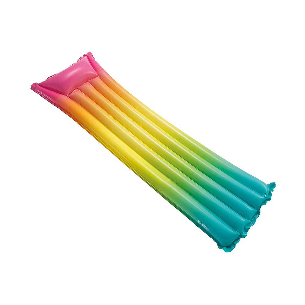 Надувной матрас для плавания 170х53 см Intex 58721, пляжный матрас Радуга Rainbow Style для бассейна и моря