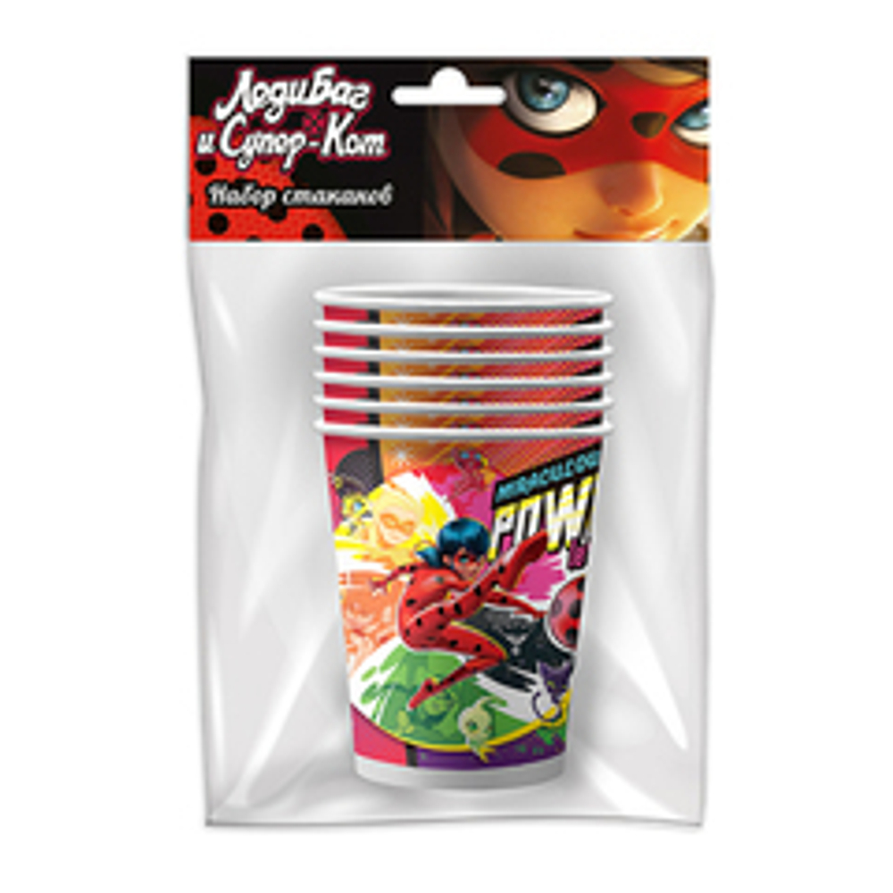 Стаканы бумажные Леди Баг и Супер-Кот 250 мл 6 шт, 1 уп.