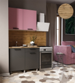 Кухня Кьяра 1.0м (корпус белый/карбон сакура; карбон вулкан) 26мм дуб вотан