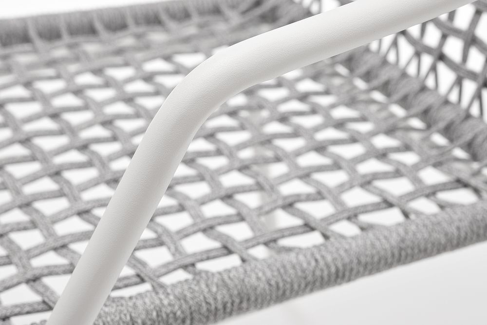 "Тунис" стул плетеный из роупа, каркас алюминий белый, роуп светло-серый