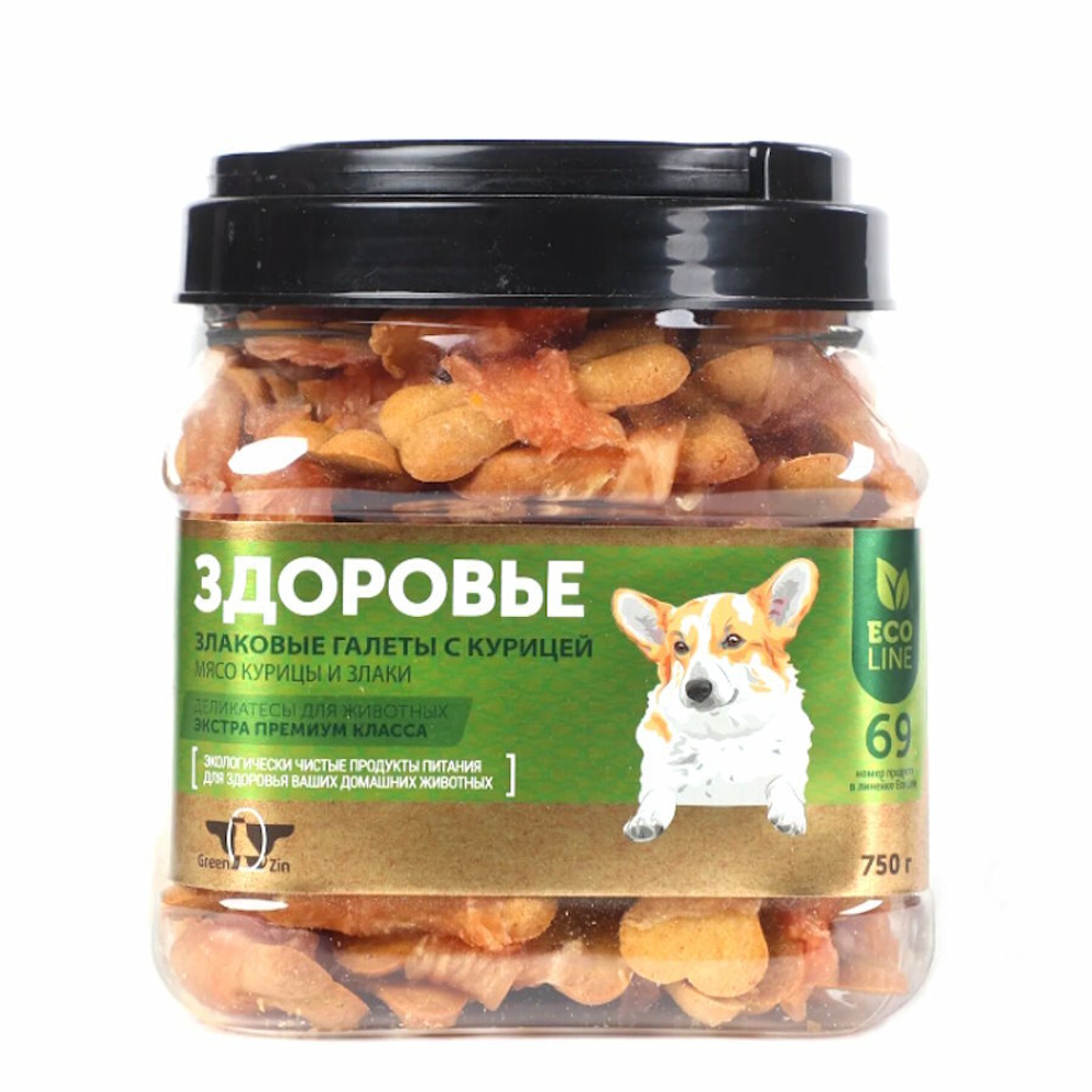Лакомство для собак Галеты злаковые с мясом утки, 750г Грин Кьюзин ЗДОРОВЬЕ развес