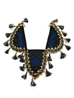 Вымпел тройной DongFeng (экокожа, черный с синими кисточками)