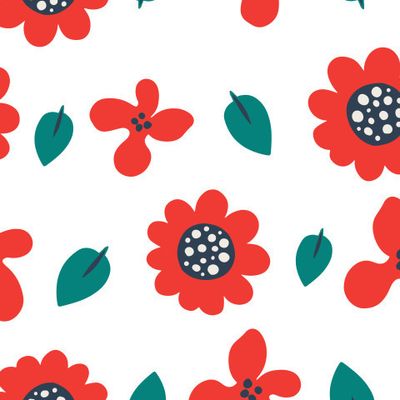 Hand drawn decorative seamless pattern with gentle flowers. Floral bouquet pattern with small flowers and leaves. Plants ornament for textile, fabric, print, wallpaper, wrap paper