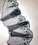 Вышивка на сетке черный/бирюза К045 левая