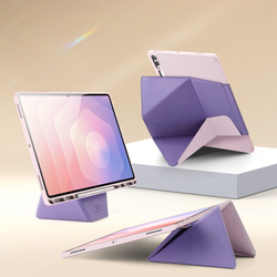 Складной чехол книжка розового цвета для Samsung Galaxy Tab S11 Ultra, S10 Ultra, S9 Ultra, серия Vers Series от Dux Ducis